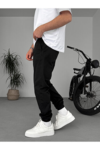 BYBASICMAN Siyah Dizi Dikişli Gabardin Jogger YP-5018