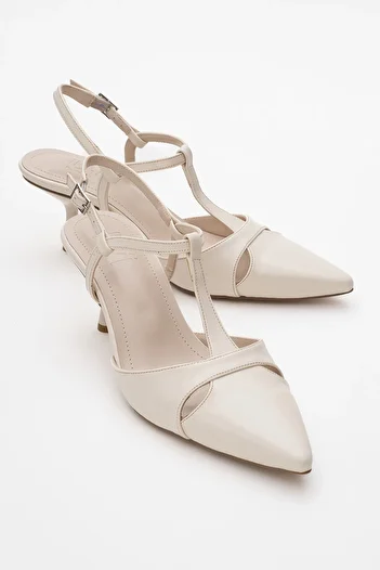 LuviShoes Abelia Ecru Skin Women's Thin Heeled Shoes