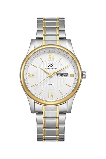 Generic Kenneth Scott Men Japanese Quartz Movement Watch Analog Display And Bracelet Strap K23030 Gbgc Gold