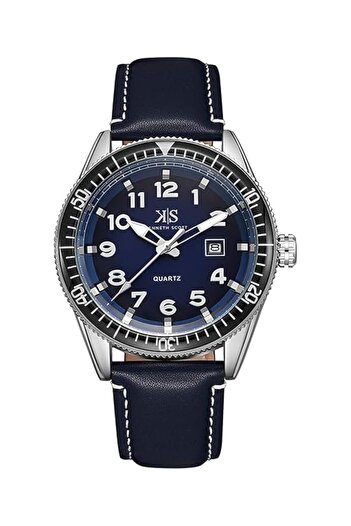 Generic Kenneth Scott Men Japanese Quartz Movement Watch Analog Display And Leather Strap K23028 Slnn Blue
