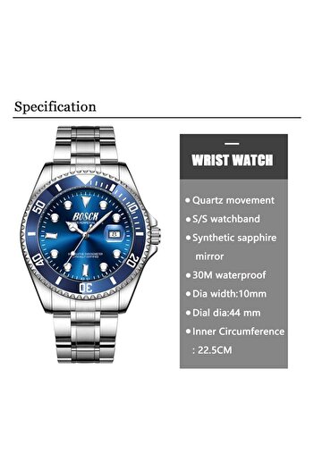Generic Boss Allure Men Quartz Chronograph Stainless Steel Watch Water Resistant