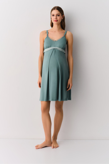 SUWEN Green Flower Maternity Maternity Nightgown