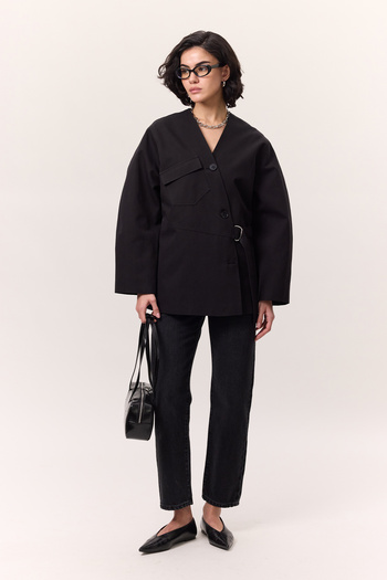 Manuka Black Jacket - Krüuze Design with Buckle Detail