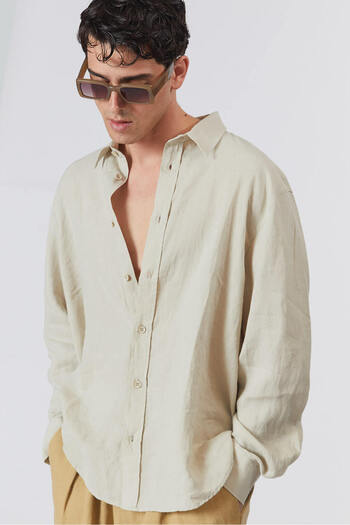 Beyyoglu %100 Keten Oversize Gömlek