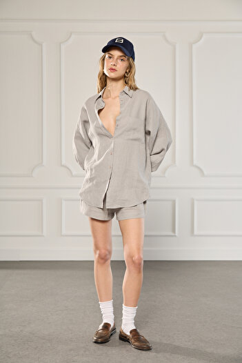 Beyyoglu Πουκάμισο Oversize από 100% λινό