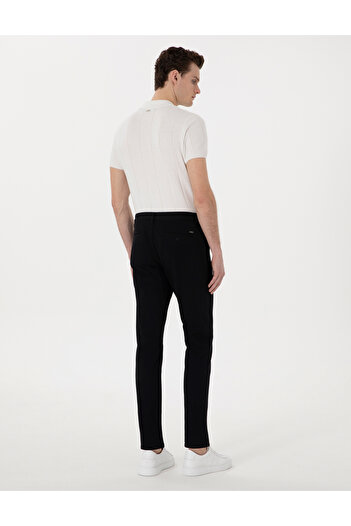 Pierre Cardin Siyah Slim Fit Beli Lastikli Kanvas Pantolon 50308080-VR046