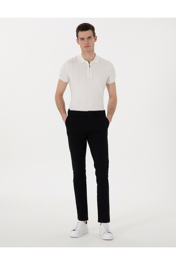 Pierre Cardin Siyah Slim Fit Beli Lastikli Kanvas Pantolon 50308080-VR046