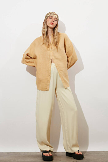 Beyyoglu Oversize 100% Linen Shirt