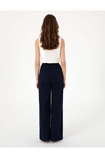 Pierre Cardin Lacivert Yüksek Bel Loose Fit Pantolon 50313136-VR033
