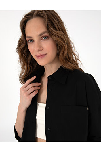 Pierre Cardin Siyah Oversize Uzun Kollu Gömlek 50313596-VR046