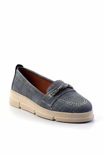 Bambi Kot Mavi  Kadın Loafer Ayakkabı K01621060509