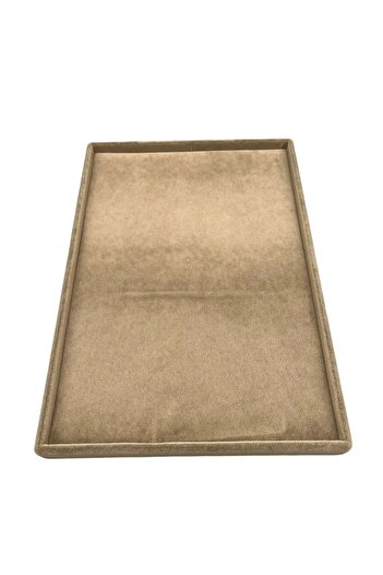 MeGass Dekor Domestic Production Suede Fabric Milk Coffee Color 34/24 cm Jewelry Serving Presentation Table