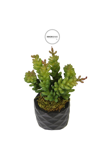 Dekorsende Artificial Pıtırcık Succulent Branch Green Red 16 cm Potted
