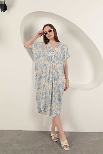 Lukas Viscose Fabric Patterned Dress-Blue