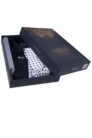 Exve Exclusive Black Gift Boxed Double Cuff Shirt Cufflinks and Tie Set