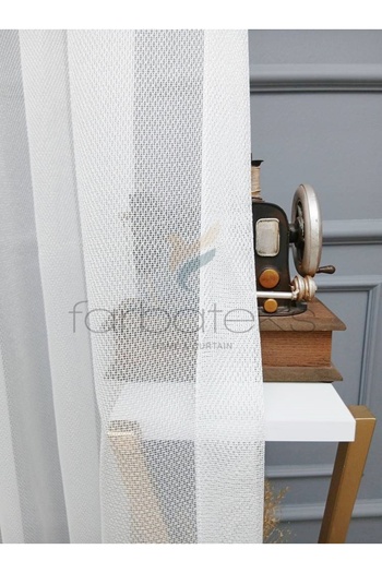 farbateks Exculusive Mother of Pearl Ironing Resistant Wrinkle Resistant Plain 3 Layer Pleated Tulle Curtain