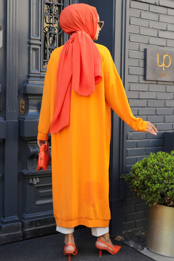 Neva Style Düğmeli Turuncu Tesettür Kap 10421T