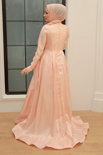 Neva Style Bead Embroidered Powder Hijab Evening Dress 234Pd