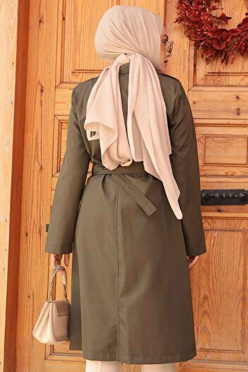 Neva Style Χακί Hijab Trench Coat - Με Ζώνη, Μοντέλο 60500HK