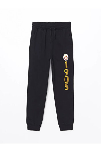 LC Waikiki LCW Kids Siyah Beli Lastikli Galatasaray Baskılı Erkek Çocuk Jogger Eşofman Altı