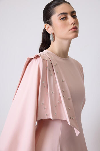 Touché Privé Stone Embroidered Balloon Sleeve Dress
