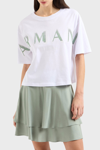 Armani Exchange Tricou Armani Exchage 100% bumbac Cropped Fit Crew Gât cu logo Tricou XW000520 AF10359 U