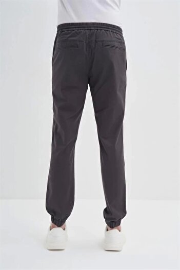 Cazador 0004 Button Closure Jogger Men's Trousers with Elastic Waist and Legs Anthracite