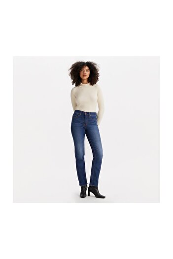 Levi's 724 HIGH RISE STRAIGHT MED INDIGO - WORN IN