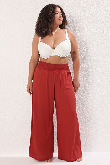 Trendyol Curve Tile Wide Leg High Waist Beach Wear Large Size Pants Tbbss25Ar00000