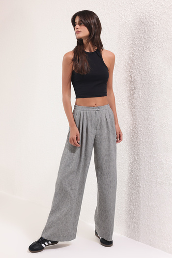 Trendyol Collection Gray Wide Leg/Wide Leg Woven Trousers Twoss25Pl00107 Palazzo