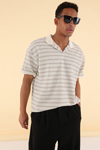 Trendyol Collection Μπλουζάκι Unisex Stone Oversize Polo γιακά TMNSS25PO00012