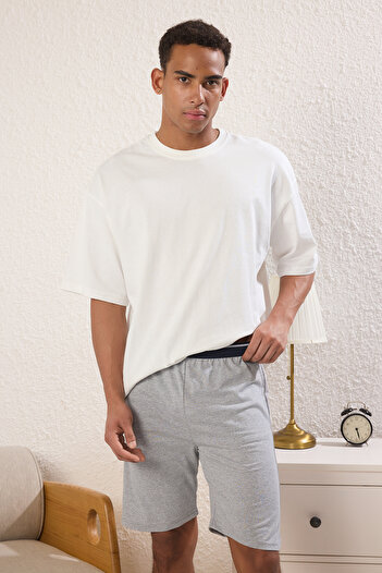 Trendyol Collection Navy-Gray Regular Fit 2-Piece Knitted Shorts Tmnss25Sr00045