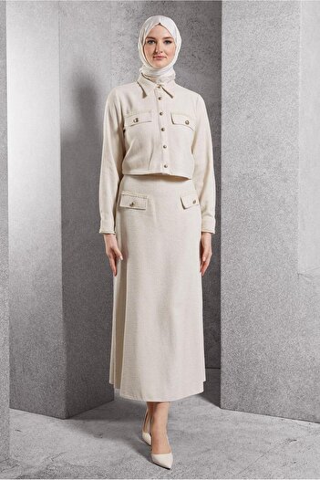 Alvina 45124 Model Buttoned Skirt Set