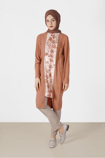 Alvina Flower Patterned Tunic with Back Zipper 40879