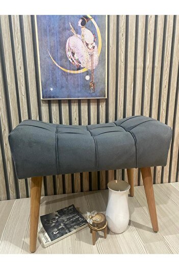 Arkın Puf Antrasit Gri Ahşap Ayak ,spor Puf , Modern Tasarım ,düz Taytüğ Kumaş