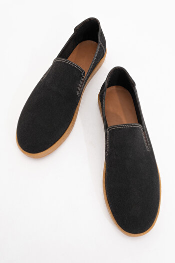 by selvi Lukka Shoes Ανδρικά παπούτσια Mira από μαύρο δέρμα με ελαστικό κορδόνι