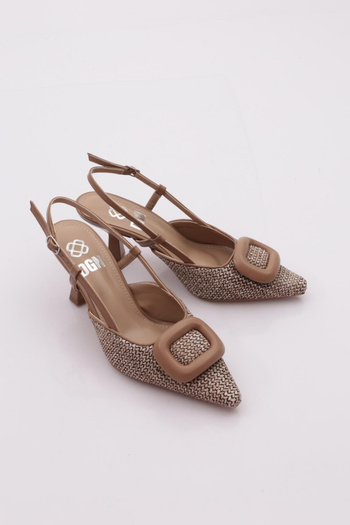 DGN Women's Buckle Heeled Shoes Mink Wicker 6538535
