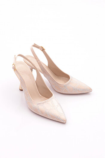 DGN Women's Pointed Toe Heeled Shoes Beige 61143534