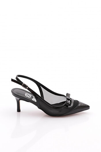 DGN Women's Pointed Toe Heeled Shoes Black Patent Leather 6739535