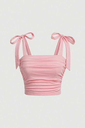 Köstebek Pink Bow Y2K Strap Crop