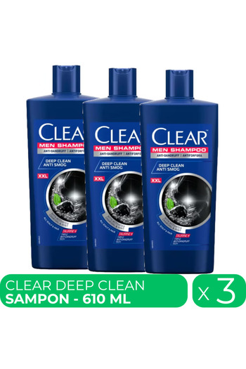 Clear Deep Clean, anti-dandruff shampoo for men, 3 pcs x 610 ml