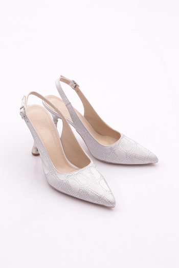 DGN Women's Pointed Toe Heeled Shoes Silver 61143534