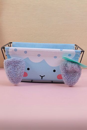 YOYOSO Terry Animal Organizer Basket with Plush Animal Figures – Blue (30 X 17 cm)