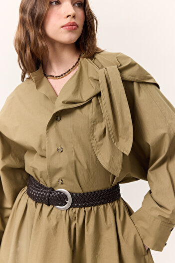 Manuka Brown Braided Leather Buckle Belt
