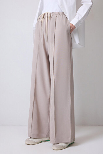 Touché Privé Ribbed Pants with Elastic Waist