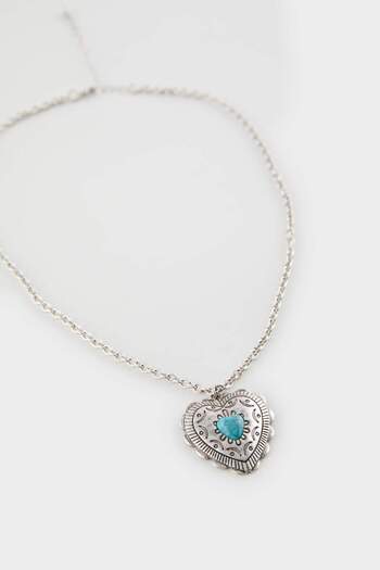 DeFacto Women's Blue Stone Silver Necklace E4572Axns