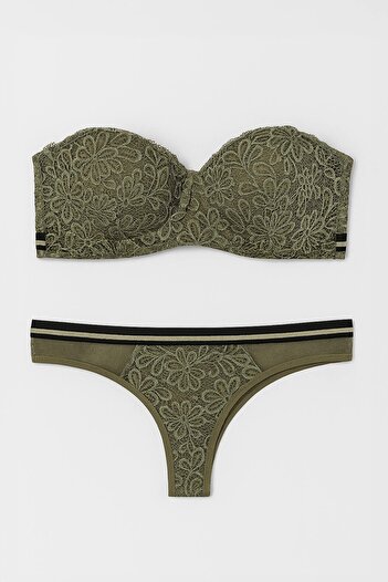 Pierre Cardin Women's Strapless Soft Push Up Bra Set