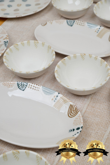 Heda Porselen Başak 16 Piece Porcelain Breakfast Set for 6 Persons