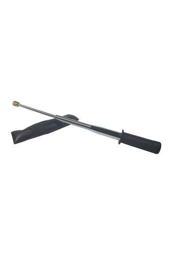 Depox Set of flexible silver telescopic cane, rubber handle, 47 cm and silver skull dagger/box