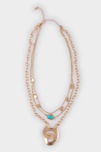 DeFacto Women's Blue Stone Gold Necklace E4573Axns
